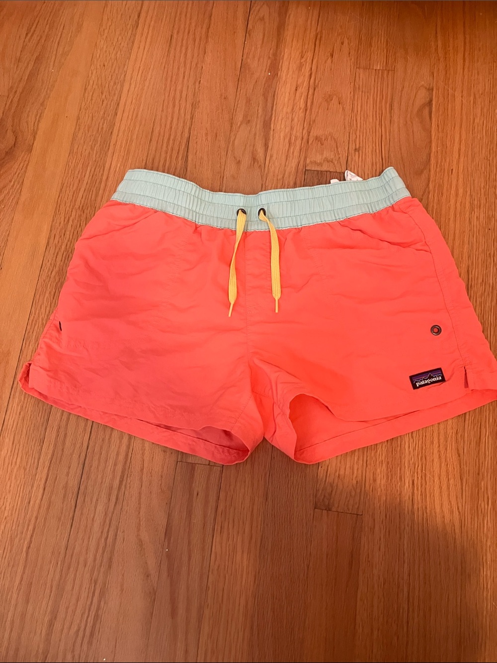 Patagonia girls Coral Swim Shorts with Mint Waistband